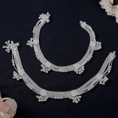 Diya Royal Ethnic Silver Anklets