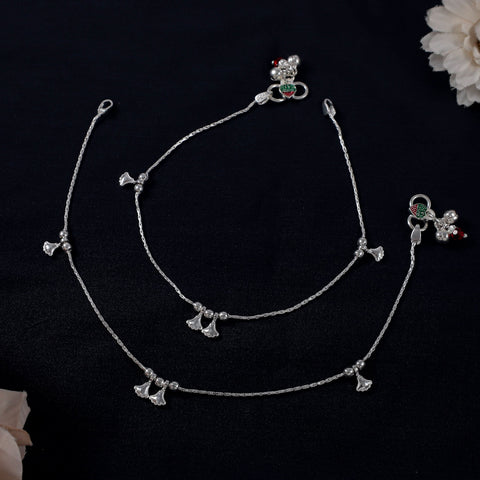 Siya Dangle Pair Silver Anklets