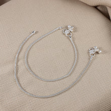 Reva Shiny Weave Design Silver Anklets