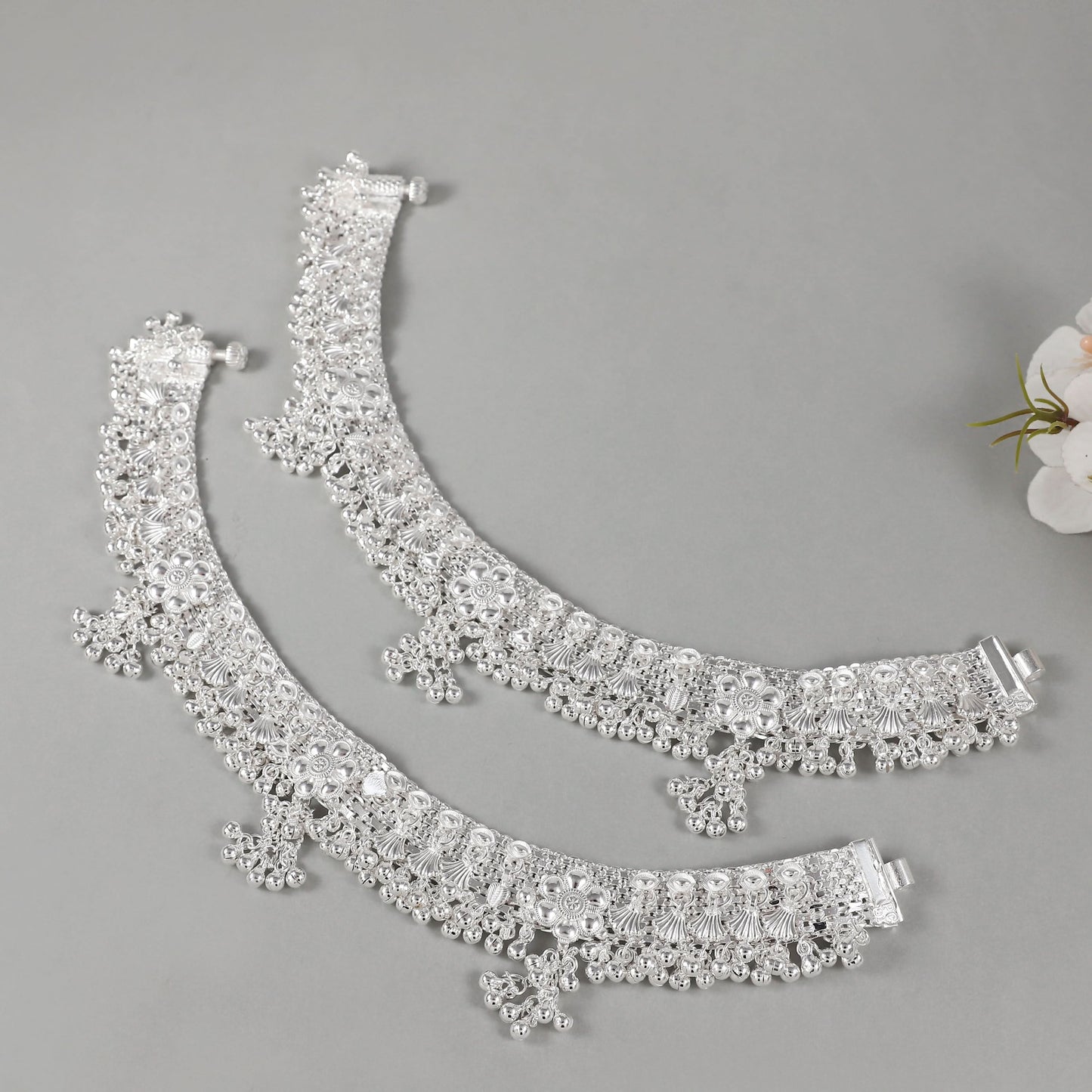 Dazzling Silver Anklets