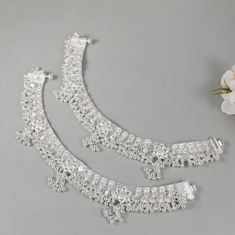 Dazzling Silver Anklets