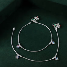 Reeva Graceful Silver Blossom Silver Anklets