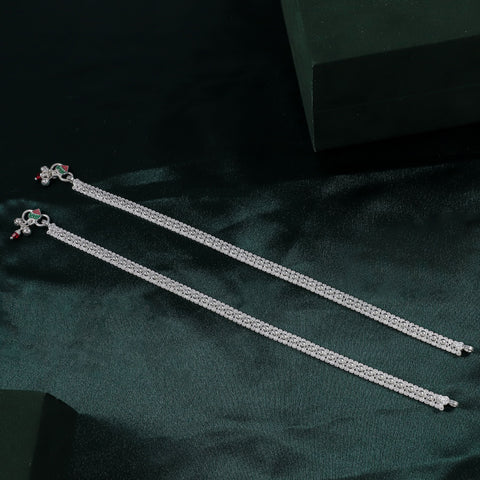 Tia Premium Ethnic Silver Anklets