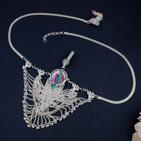 Arti Royal Peacock Silver Waist Chain