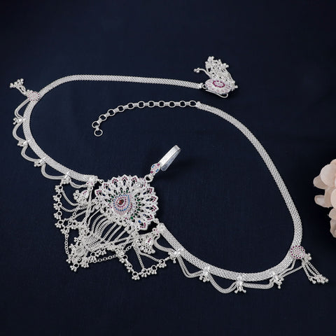 Khushi Floral Silver Waist Chain