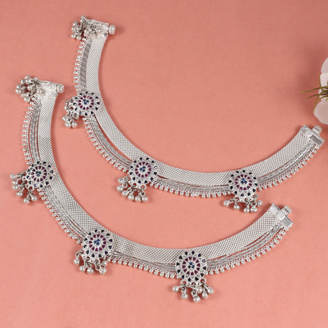 Shiva Silver Anklets