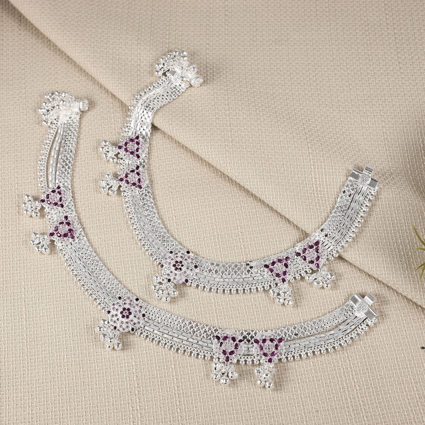 Parnika Silver Anklets