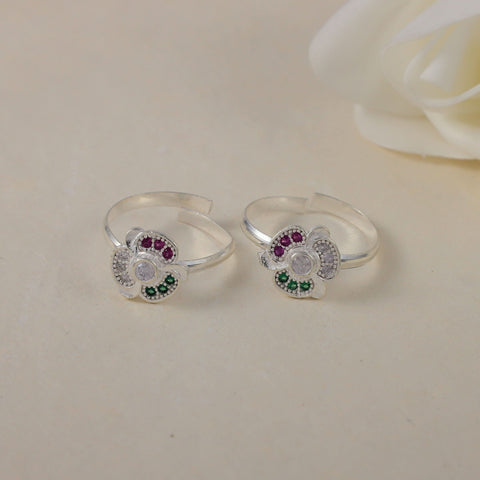 Eshani Floral Shine Silver Toe Rings