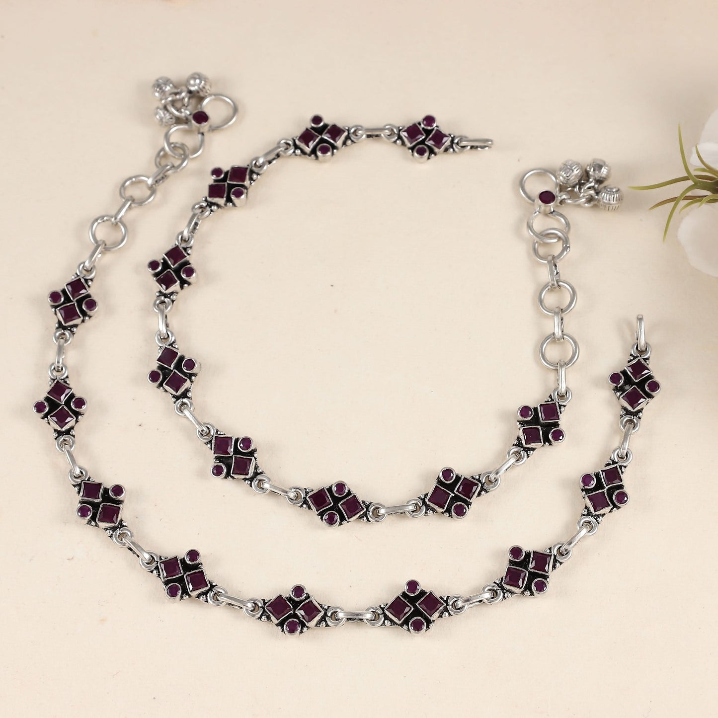 Indira Silver Anklets