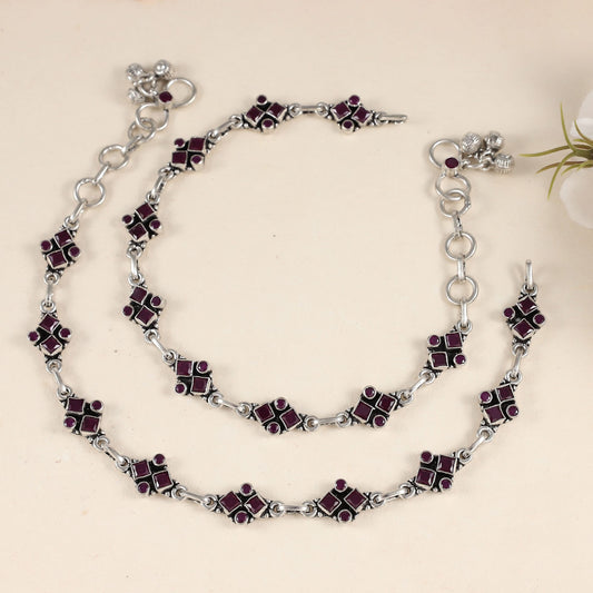 Indira Silver Anklets