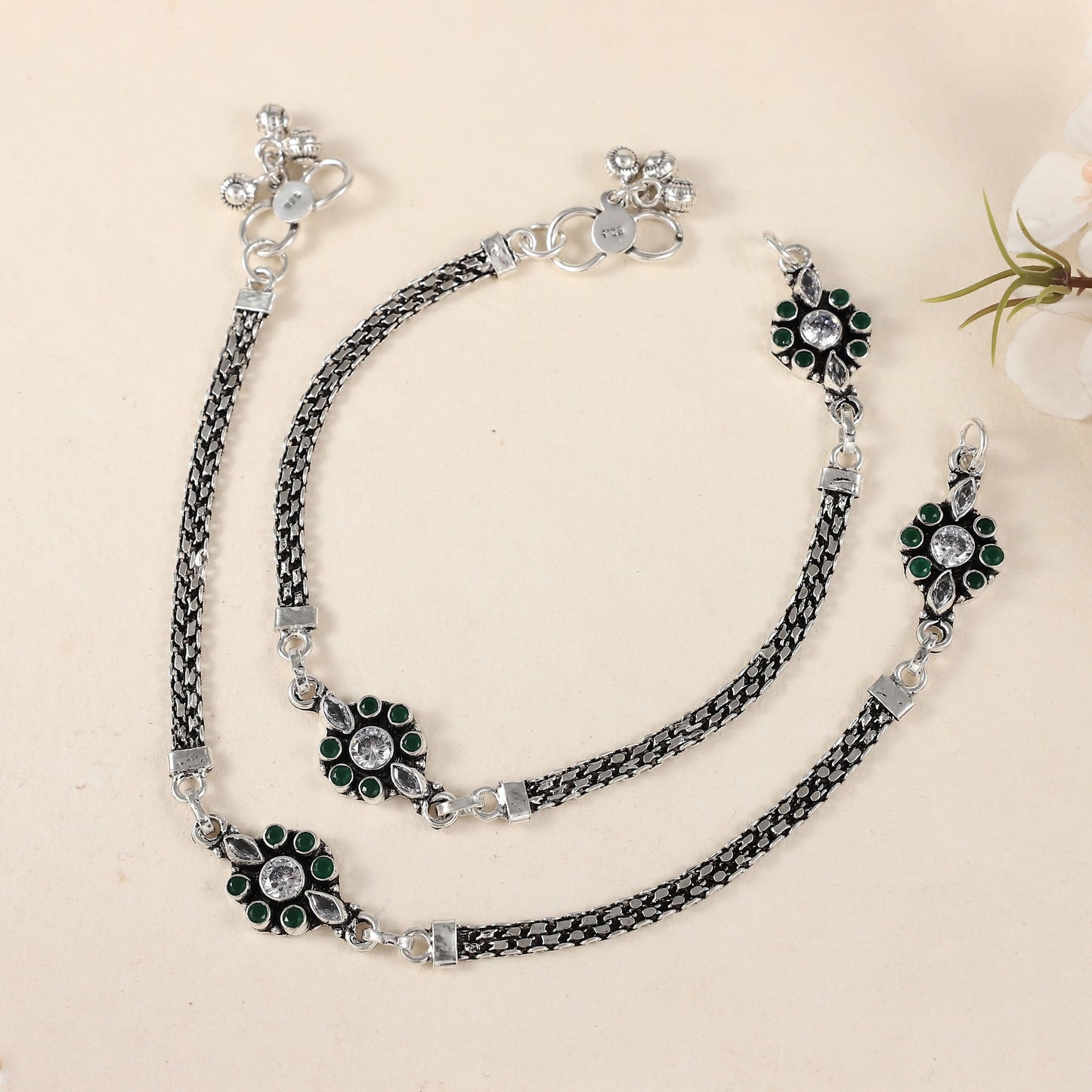 Shriya Elegant Silver Anklets