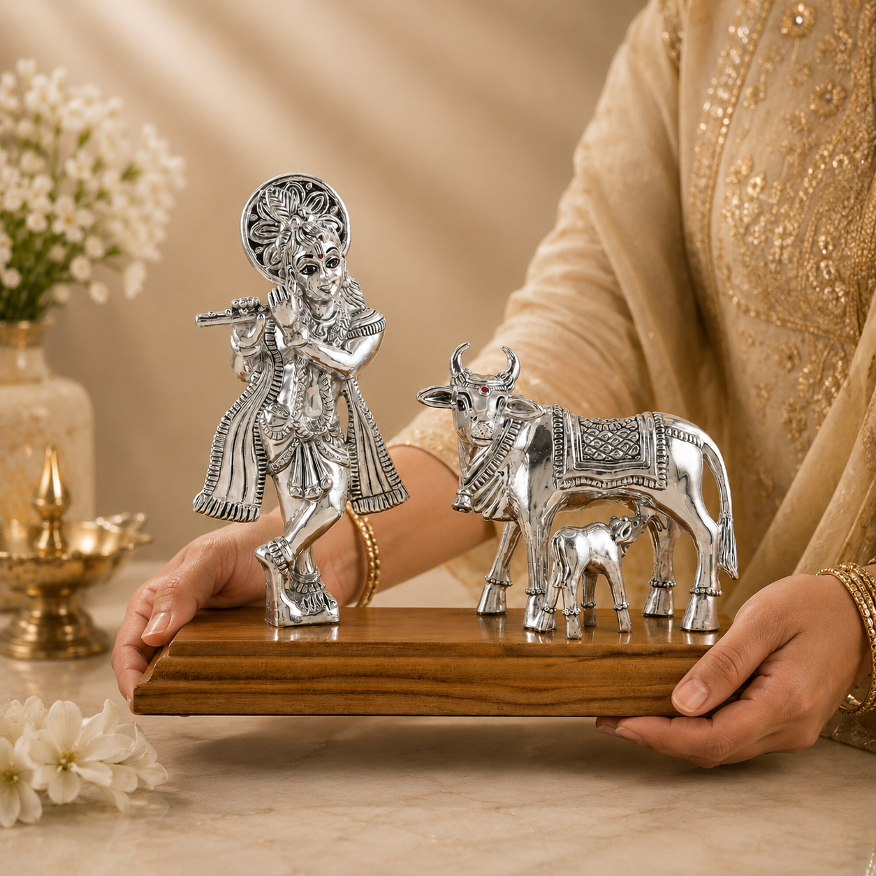 Sensational Krishna Silver Idol