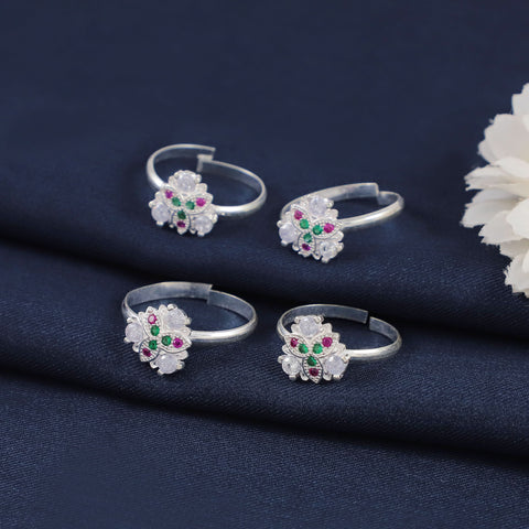 Siddhi Floral Shine Silver Toe Rings
