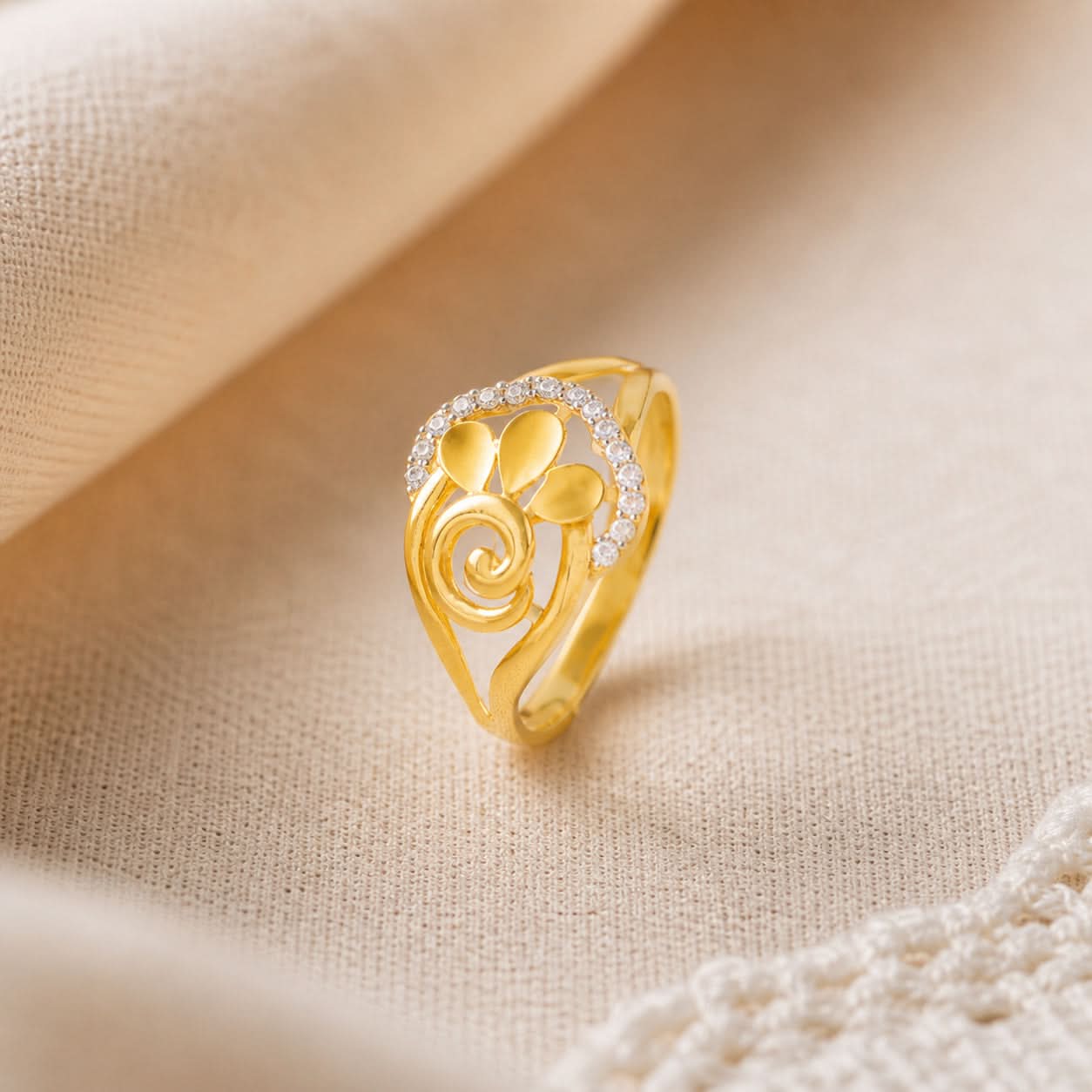 Deepali Shimmering Stone Gold Ring