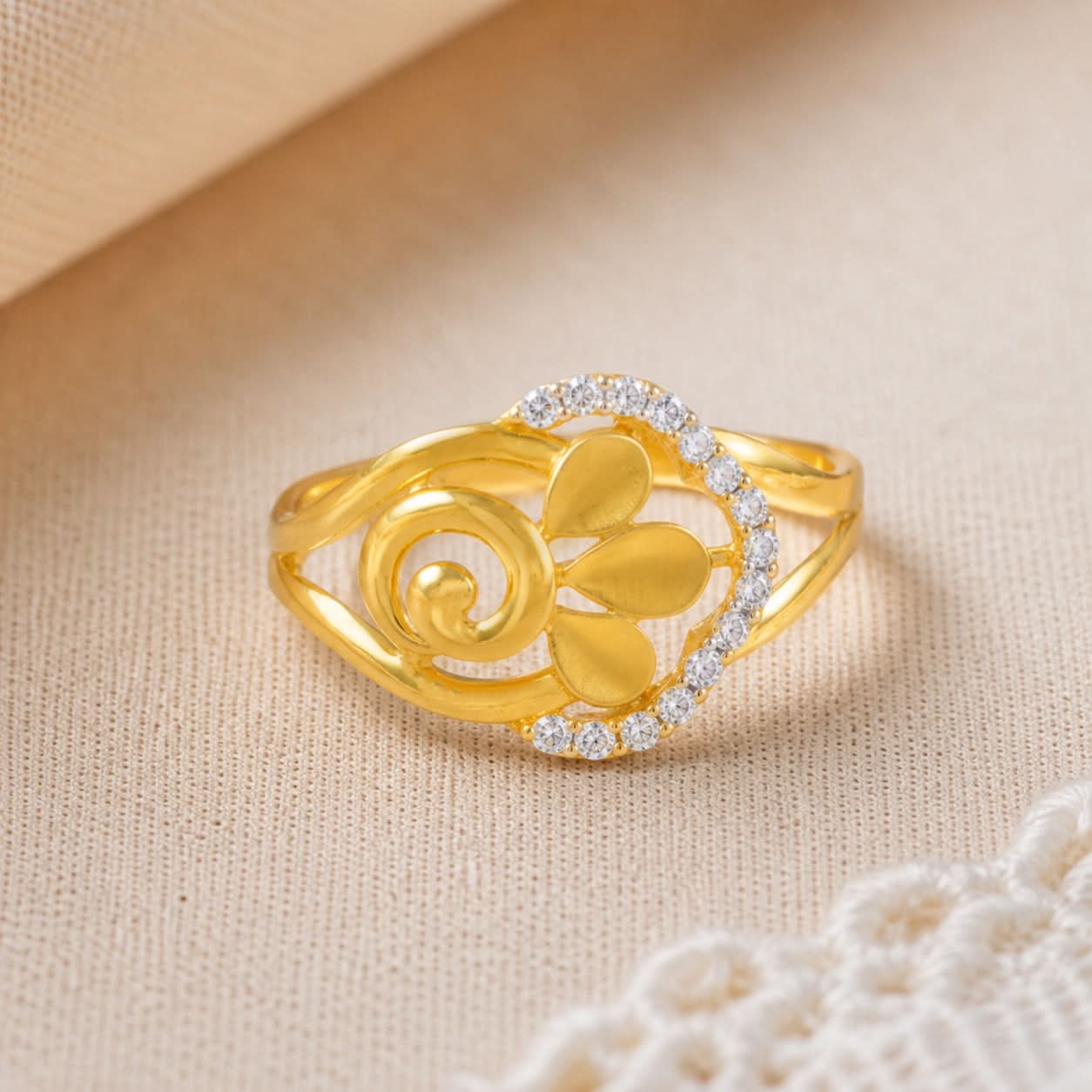 Deepali Shimmering Stone Gold Ring
