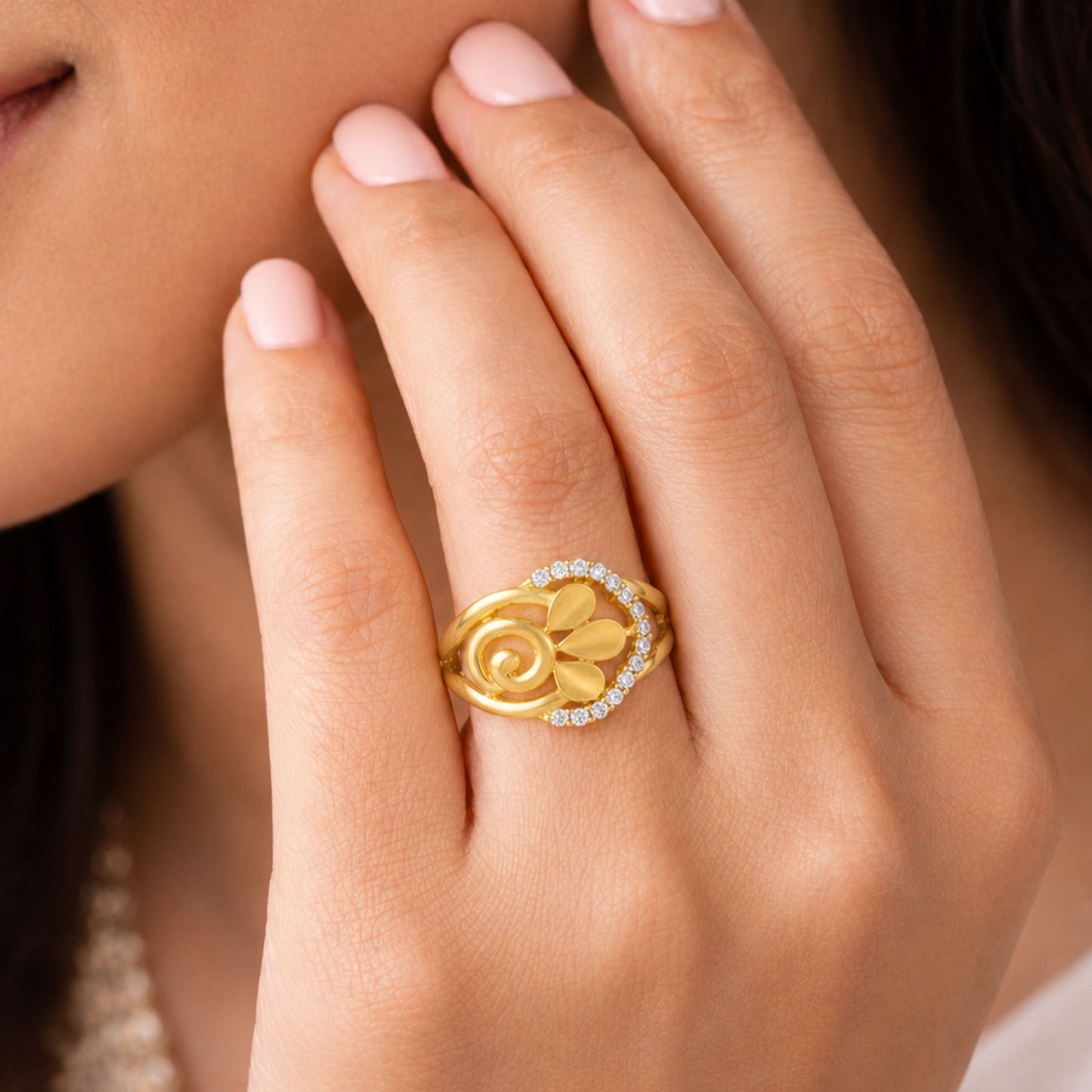 Deepali Shimmering Stone Gold Ring