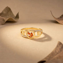 Ambera Leaf And Stones Gold Ring