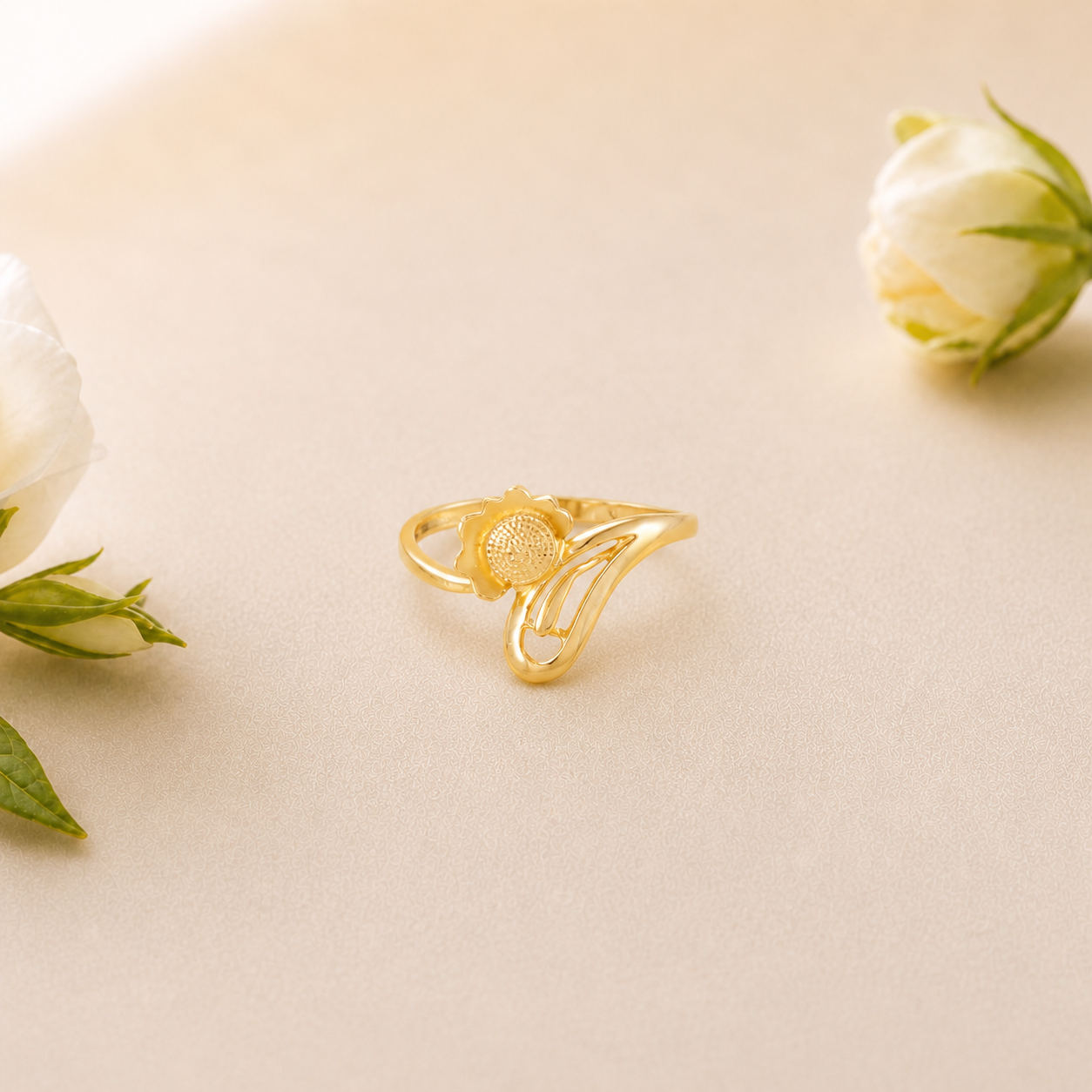 Kamini Floral Swirl Gold Ring