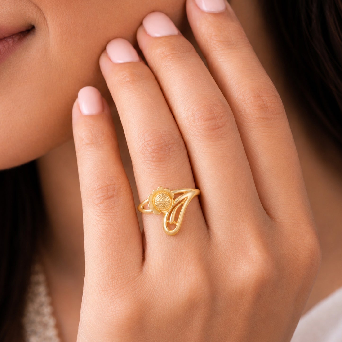 Kamini Floral Swirl Gold Ring