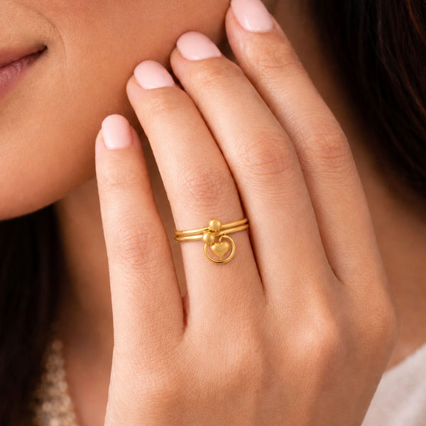 Karuna Elegant heart Stylish Gold Ring
