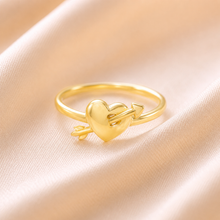 Hridaya Heart And Arrow Design Gold Ring