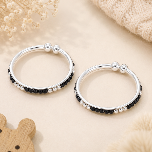 Shimmer Bead Silver Baby Nazariya Bangles