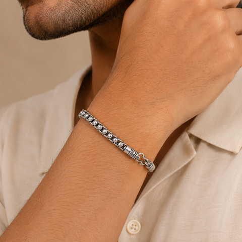 Gagan Imperial Link Silver Bracelet For Him