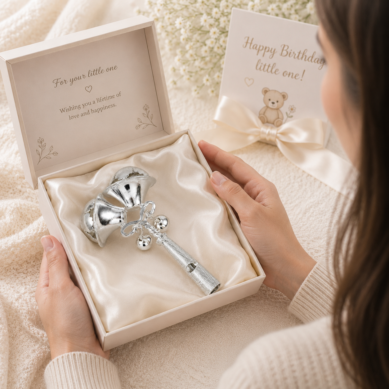 Arhan Dual Bells Silver Baby Rattle