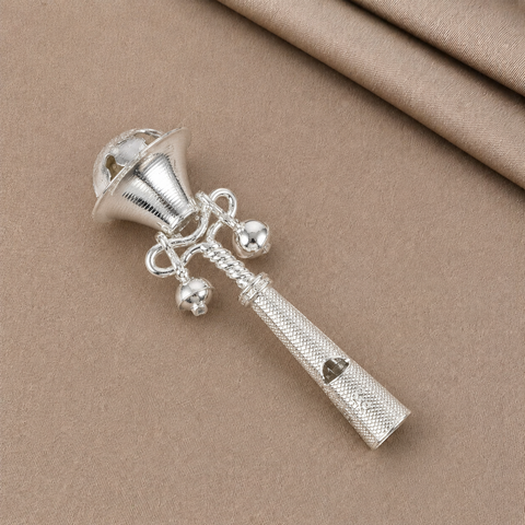 Tiny Chimes Silver Baby Rattle