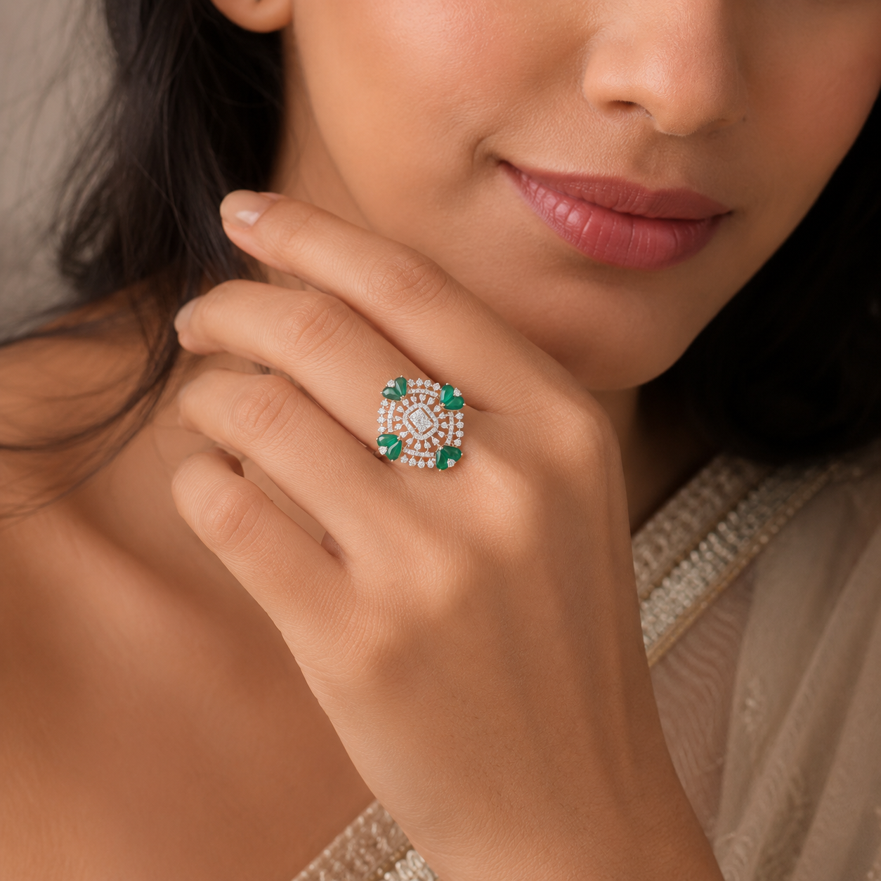Aadhira Emerald Luxe Ring
