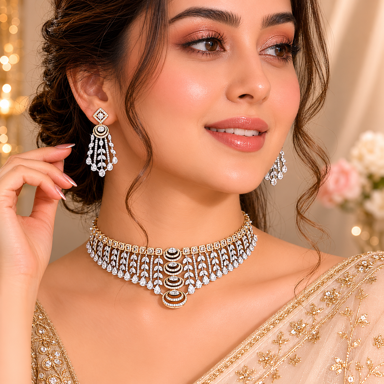 Aarini Celestial Diamond Choker Set