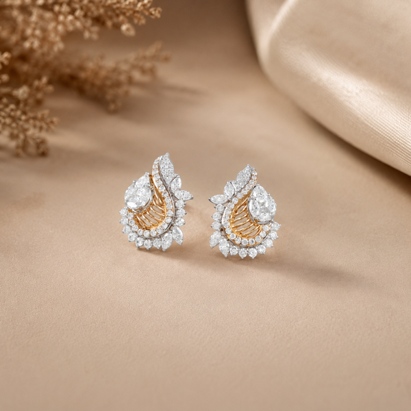 Aarinya Feather Diamond Studs