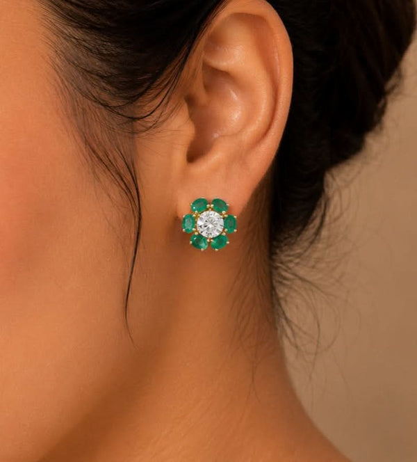 Emerald Bloom Diamond Studs