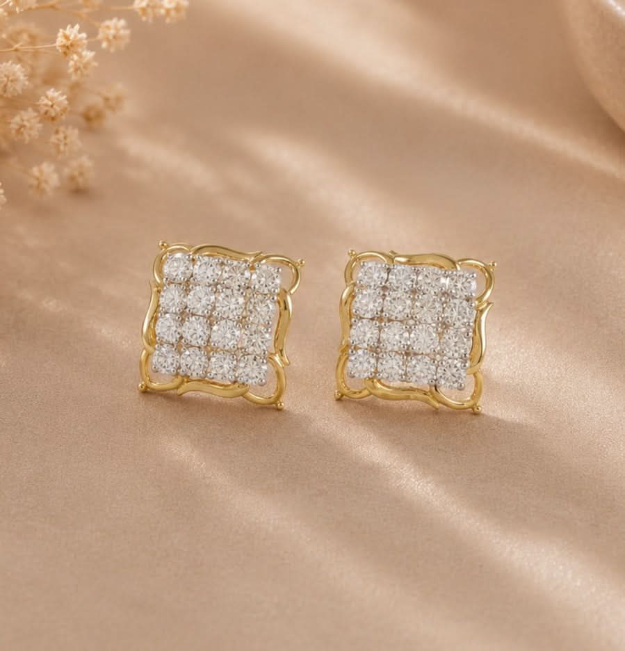 Regal Square Sparkle Diamond Earrings