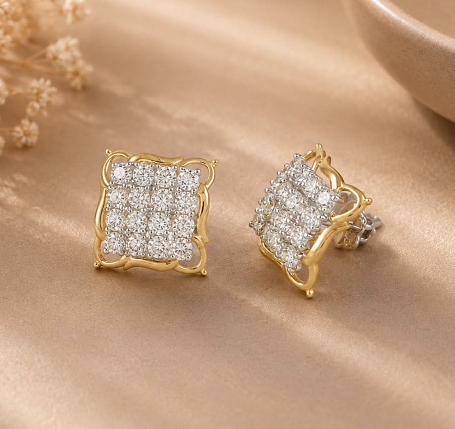 Regal Square Sparkle Diamond Earrings