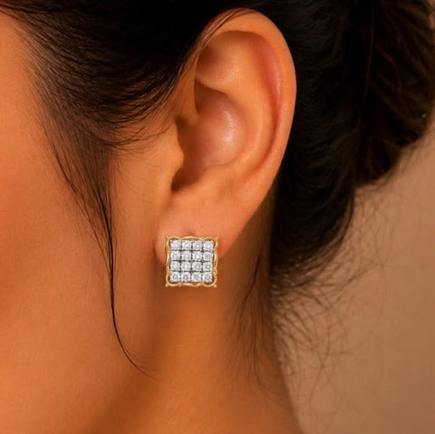 Regal Square Sparkle Diamond Earrings