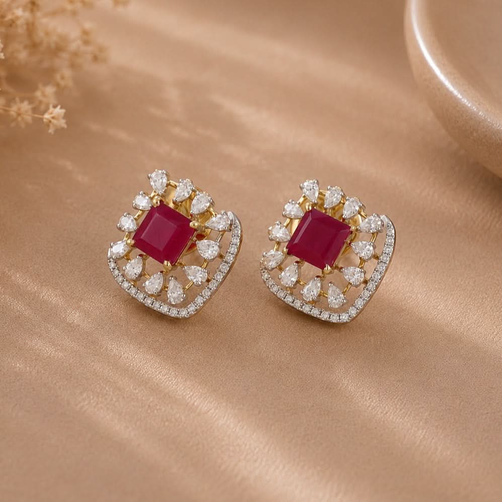 Ruby Royale Diamond Earrings