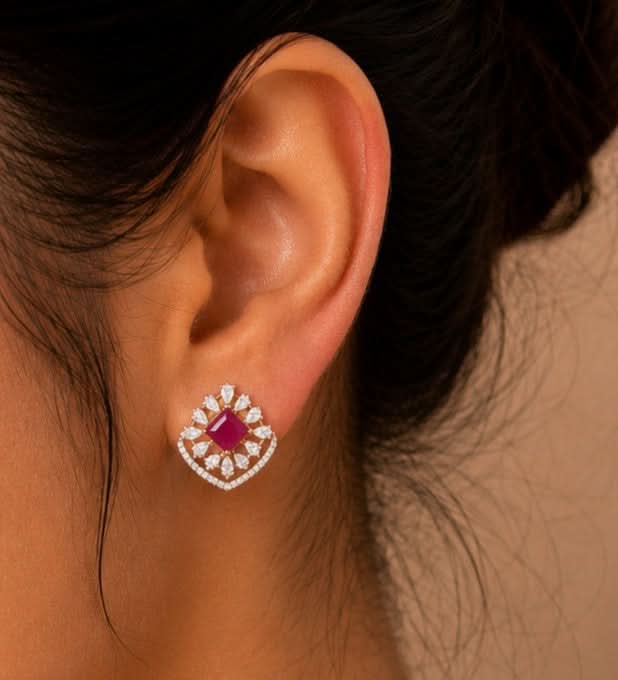 Ruby Royale Diamond Earrings