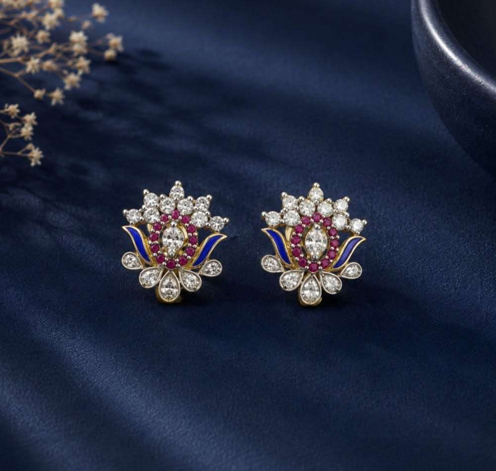 Royal Lotus Sparkle Diamond Studs