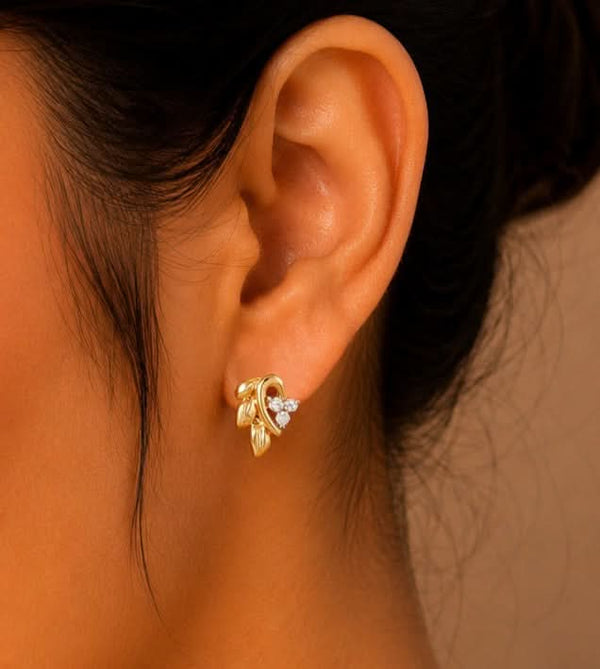 Golden Fern Diamond Earrings