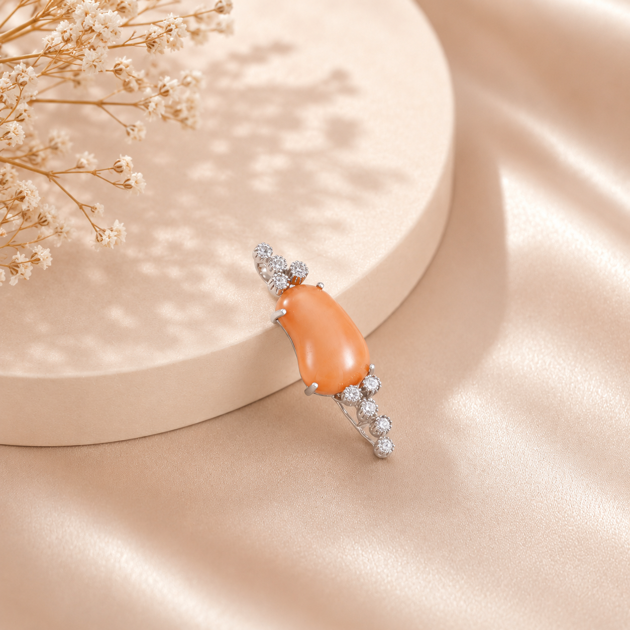 Peach Coral Grace Diamond Pendant