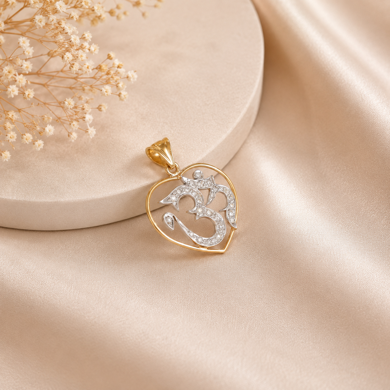 Om Harmony Heart Diamond Pendant