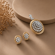 Oval Floral Diamond Pendant Set