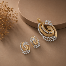 Spiral Leaf Diamond Pendant Set