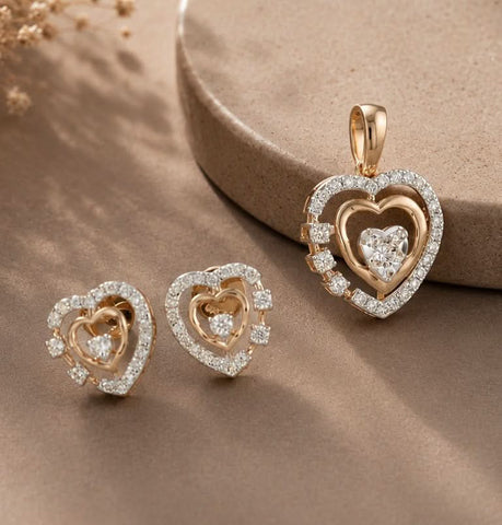Twin Love Sparkle Diamond Pendant Set