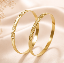 Engraved Floral Gold Bangles