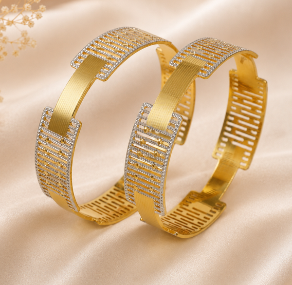 Contemporary Lattice Gold Bangles