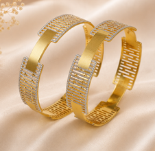 Contemporary Lattice Gold Bangles
