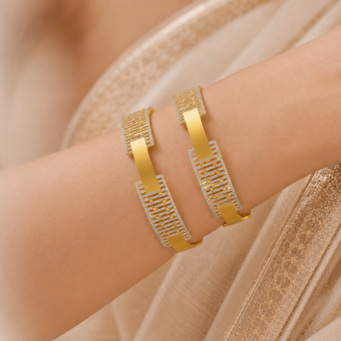 Contemporary Lattice Gold Bangles