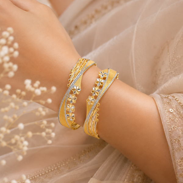 Floral Filigree Gold Bangles